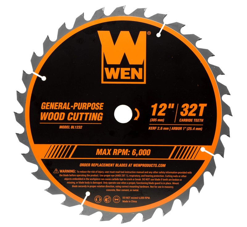 WEN BL1232-2 12-Inch 32-Tooth and 80-Tooth Carbide-Tipped Professional Woodworking Saw Blade Set, Two Pack - Image 2